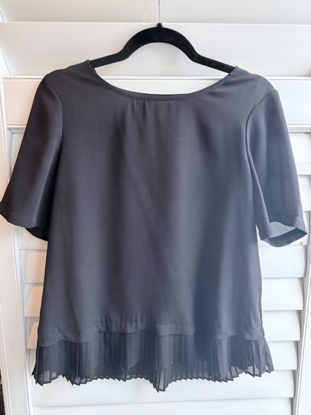 3 for $30 Black Pleated-Hem Blouse